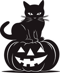 Collection of halloween silhouettes, Pumpkin and Cat