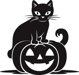 Collection of halloween silhouettes, Pumpkin and Cat