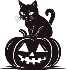 Collection of halloween silhouettes, Pumpkin and Cat