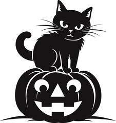 Collection of halloween silhouettes, Pumpkin and Cat