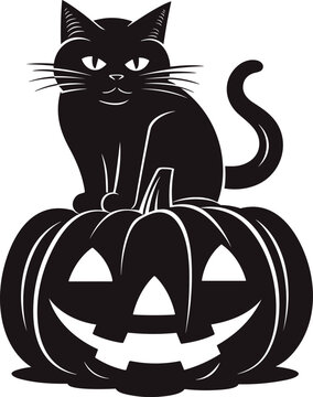 Collection of halloween silhouettes, Pumpkin and Cat