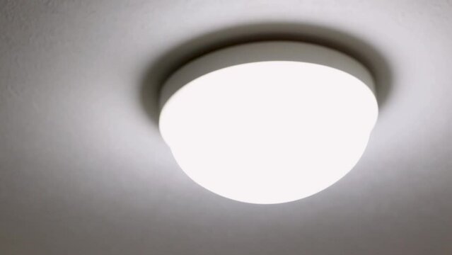 天井の半球形の照明器具をつける