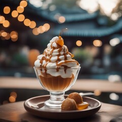 Ice cream with caramel 