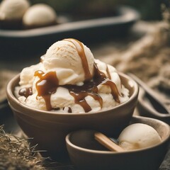 Ice cream with caramel 