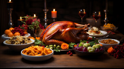 Festive Thanksgiving Feast with Family Gathering