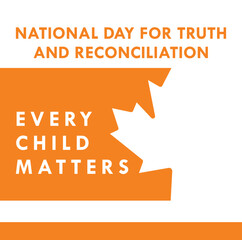 Fototapeta na wymiar National Day of Truth and Reconciliation. 30th September. Every Child Matters. Orange Shirt Day logo design. Vector Illustration.