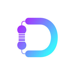 Free vector letter d gradient logo technology modern color with Resistor