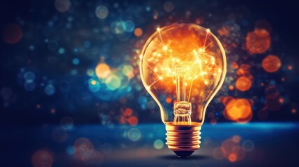 Shining light bulb abstract background, idea innovation concept 