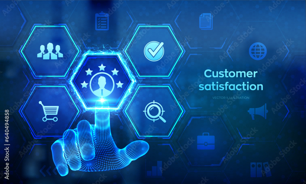 Poster customer satisfaction. customer survey and feedback analytics. using ai and automation technology in