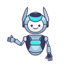 Robot presenting or welcoming gesture vector illustration. Cute robot cartoon illustration design