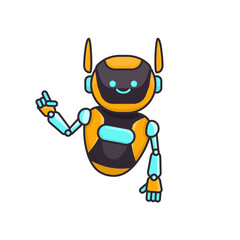 Robot character pose vector illustration. Robot mascot character design