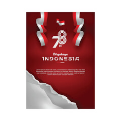 Poster of Indonesia independence day or dirgahayu indonesia template isolated