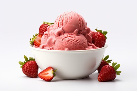Delicious strawberry ice cream with topping AI Generative