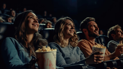 Fototapeta premium Eating popcorn with friends