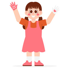 Kindergarten Girl With Finger Painting Illustration