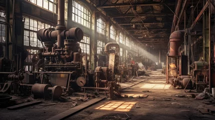 Zelfklevend Fotobehang An abandoned bankrupt factory © didiksaputra