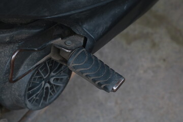 Close up view of motorcycle climbing boots
