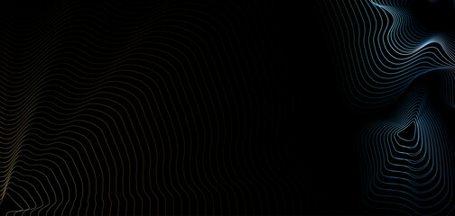 Abstract line waves are isolated on a black background