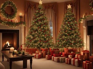 Obraz premium christmas tree with gifts