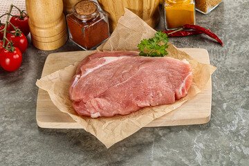 Raw pork schnitzel for cooking
