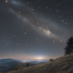 starry night sky, A little light in the dark night, Generative AI