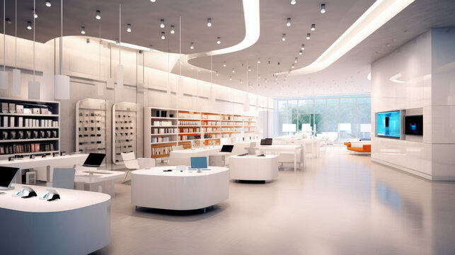 An electronics store's modern interior