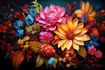 Fototapeta na wymiar Chromatic Garden: A Delightful Collection of Vibrant and Colorful Blooms 