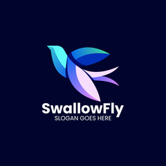 Obraz premium Vector Logo Illustration Swallow Fly Gradient Colorful Style