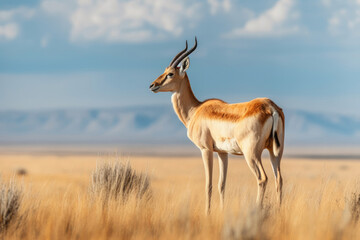 Naklejka na ściany i meble Saiga antelope in the steppe