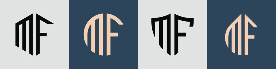 Creative simple Initial Letters MF Logo Designs Bundle.