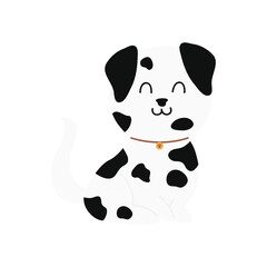 Cute puppy Illustration In Flat Style Isolated In White