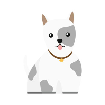 Cute puppy Illustration In Flat Style Isolated In White