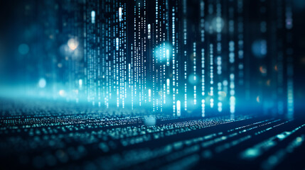 Binary data blue abstract background. Information technology concept