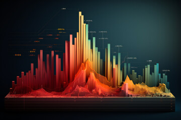 Fantasy colored 3d chart. Marketing and data analysis concept. - obrazy, fototapety, plakaty