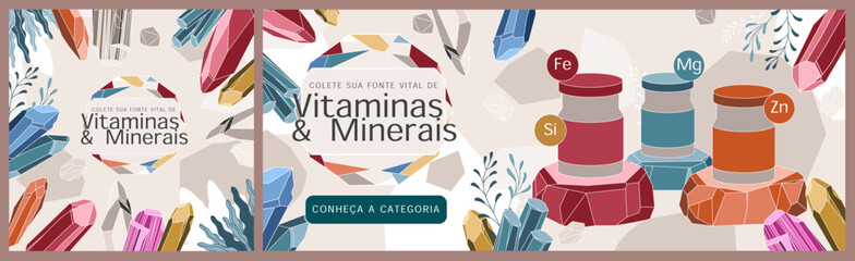 vitaminas e minerais vector flat