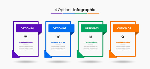 Vector Business Infographic Presentation Template with Abstract Design, 4 Options and Icons