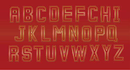 Retro golden alphabet letters font
