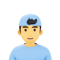3D Blue Boy Cap Avatar Illustration