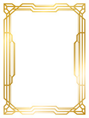 Art Deco gold frame vintage frame line geometric wedding label card frame png transparent background