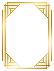 Art Deco gold frame vintage frame line geometric wedding label card frame png transparent background