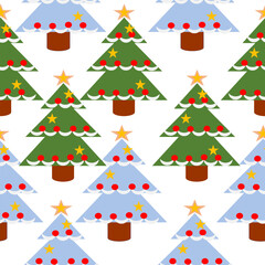 seamless pattern with Christmas trees, Green and blue Christmas tree background, repeat pattern design for fabric printing or wallpaper or X’mas paper wrap pattern