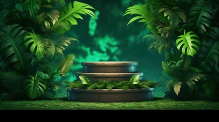 natural podium with tropical island in the jungle