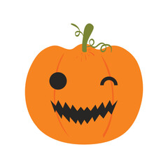 Scary Halloween pumpkin faces. Scary smiles. Evil pumpkin for autumn Halloween celebration. Spooky face on white background isolated. Jack o Lantern decoration for funny halloween