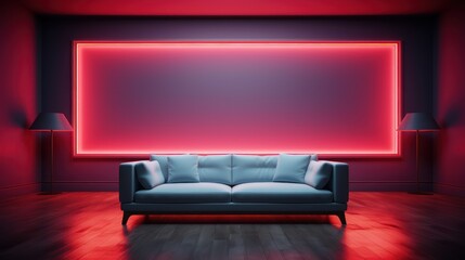 red sofa in the room