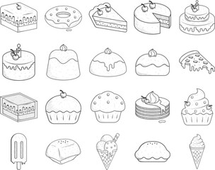 set of cakes and sweets Art Line
