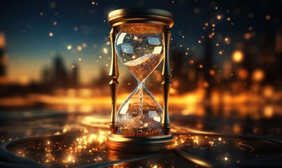 hourglass with abstract bokeh light background