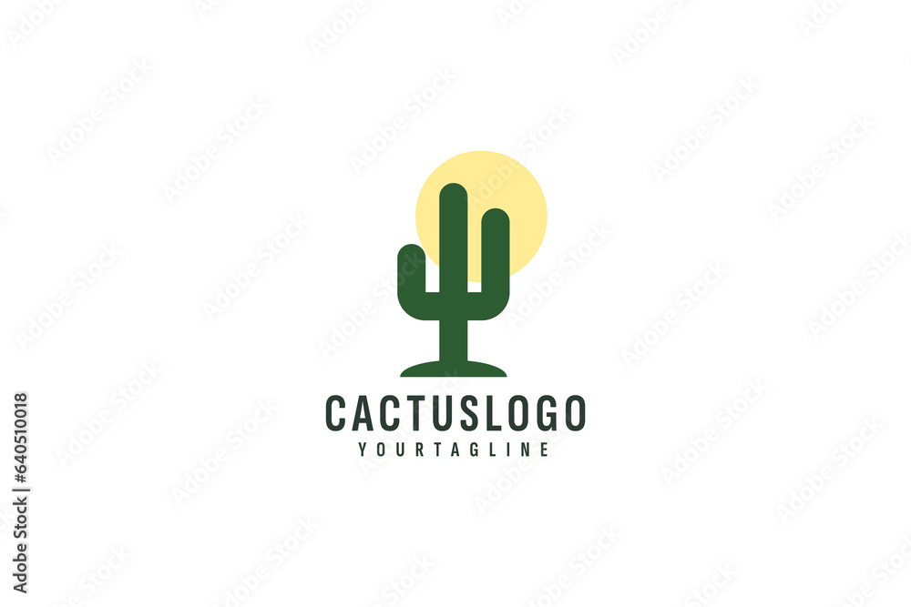 Sticker Cactus logo vector icon illustration