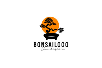 Bonsai logo vector icon illustration