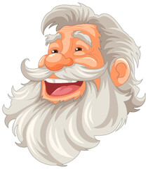 Smiling Cartoon Character of an Old Man with Beard and Mustache