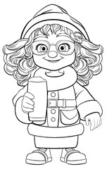 Cheerful Woman in Winter Glasses Holding a Pint